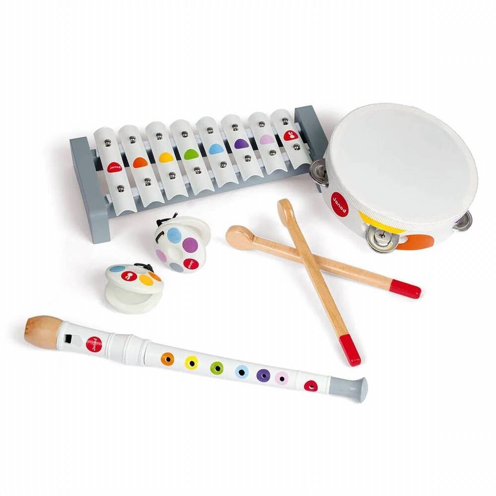 NEW JANOD musical set with 4 instruments included in confetti